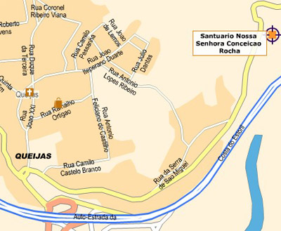 mapa localização do Santuário da Rocha